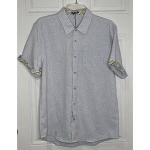 NEW Jmierr Men's Medium Short Sleeve Button Down Shirt Contrast Plaid Detailing